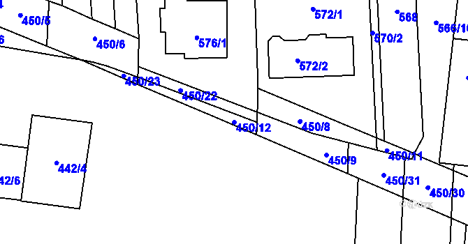 Parcela st. 450/12 v KÚ Rajhrad, Katastrální mapa