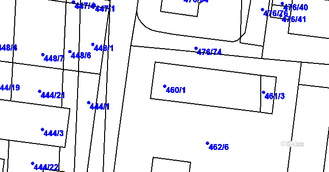 Parcela st. 460/1 v KÚ Rajhrad, Katastrální mapa