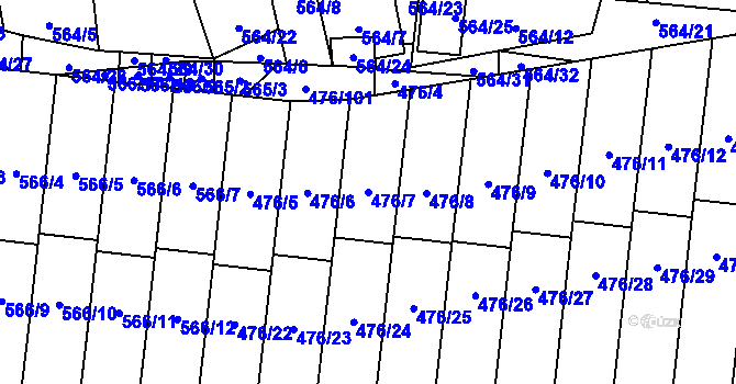Parcela st. 476/7 v KÚ Rajhrad, Katastrální mapa