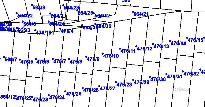 Parcela st. 476/10 v KÚ Rajhrad, Katastrální mapa