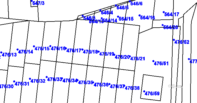 Parcela st. 476/19 v KÚ Rajhrad, Katastrální mapa