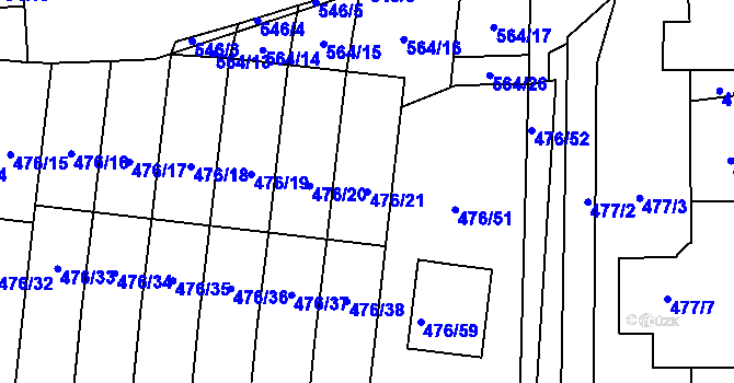 Parcela st. 476/21 v KÚ Rajhrad, Katastrální mapa