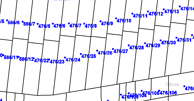 Parcela st. 476/26 v KÚ Rajhrad, Katastrální mapa