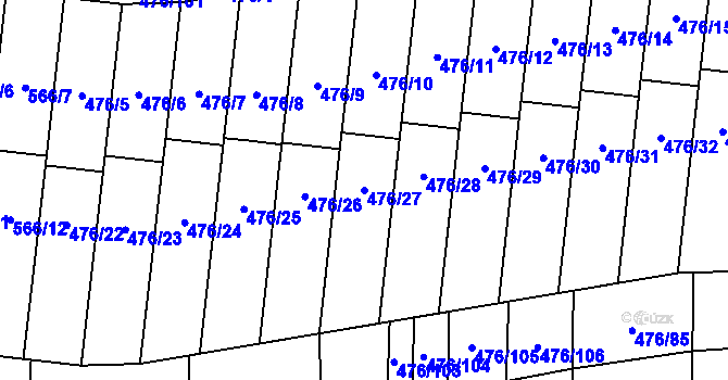 Parcela st. 476/27 v KÚ Rajhrad, Katastrální mapa