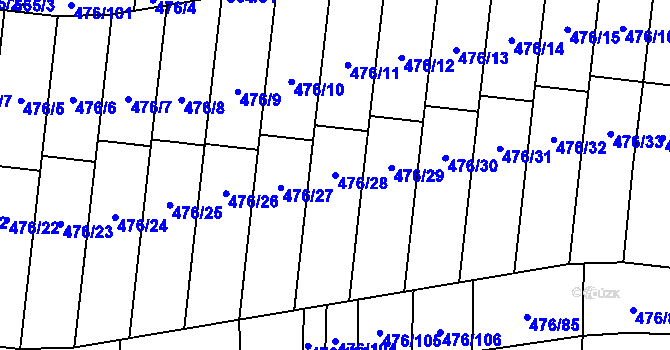 Parcela st. 476/28 v KÚ Rajhrad, Katastrální mapa