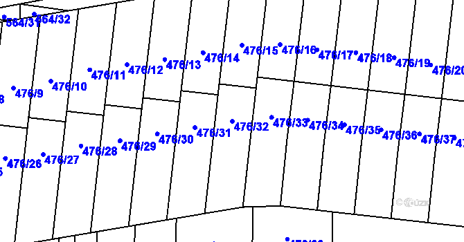Parcela st. 476/32 v KÚ Rajhrad, Katastrální mapa