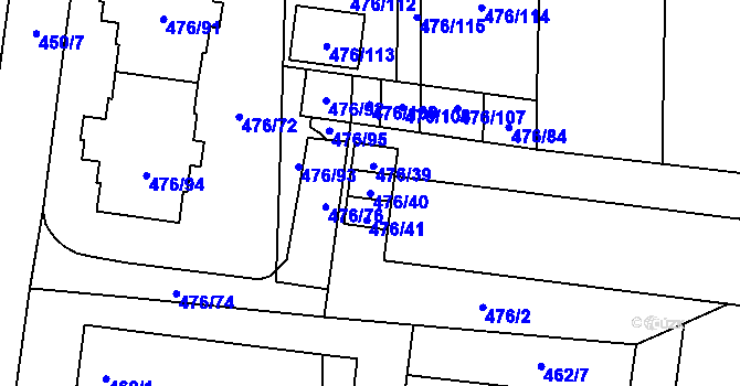 Parcela st. 476/40 v KÚ Rajhrad, Katastrální mapa
