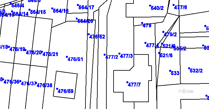 Parcela st. 477/2 v KÚ Rajhrad, Katastrální mapa