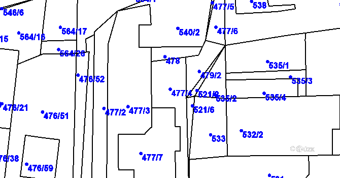 Parcela st. 477/4 v KÚ Rajhrad, Katastrální mapa