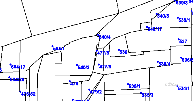Parcela st. 477/5 v KÚ Rajhrad, Katastrální mapa