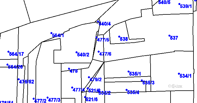Parcela st. 477/6 v KÚ Rajhrad, Katastrální mapa