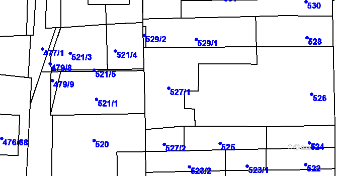 Parcela st. 527/1 v KÚ Rajhrad, Katastrální mapa