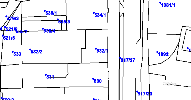 Parcela st. 532 v KÚ Rajhrad, Katastrální mapa