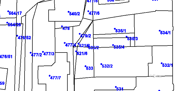 Parcela st. 535/2 v KÚ Rajhrad, Katastrální mapa
