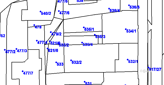 Parcela st. 535/4 v KÚ Rajhrad, Katastrální mapa