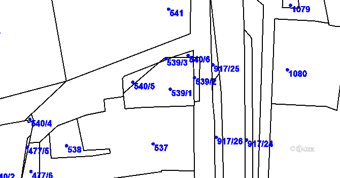 Parcela st. 539/1 v KÚ Rajhrad, Katastrální mapa