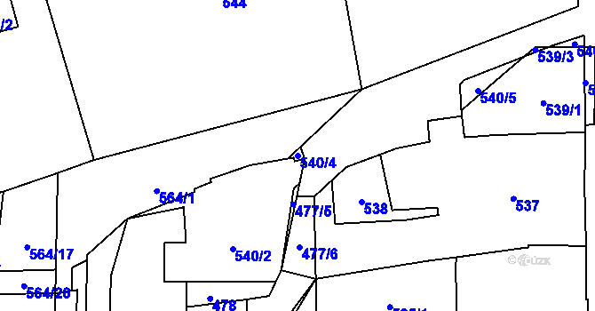 Parcela st. 540/4 v KÚ Rajhrad, Katastrální mapa