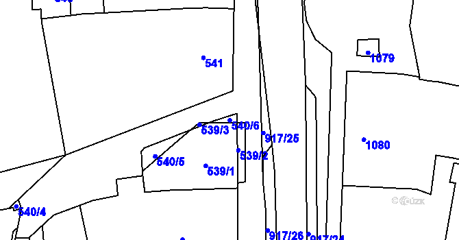 Parcela st. 540/6 v KÚ Rajhrad, Katastrální mapa