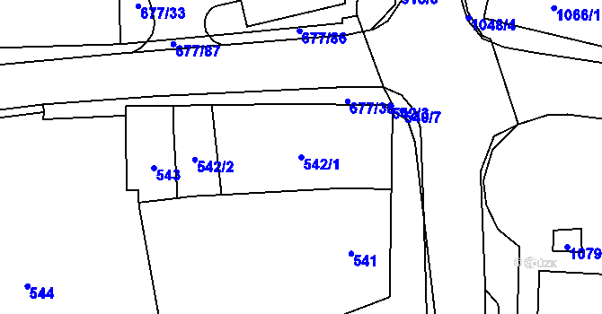 Parcela st. 542/1 v KÚ Rajhrad, Katastrální mapa