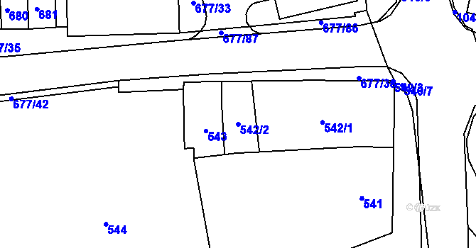 Parcela st. 542/2 v KÚ Rajhrad, Katastrální mapa