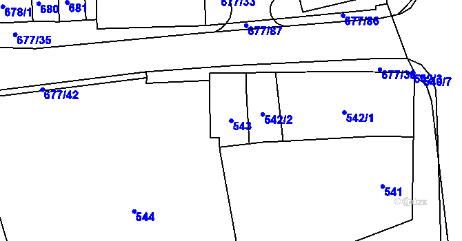 Parcela st. 543 v KÚ Rajhrad, Katastrální mapa