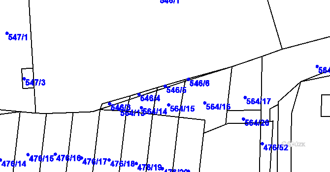 Parcela st. 546/5 v KÚ Rajhrad, Katastrální mapa