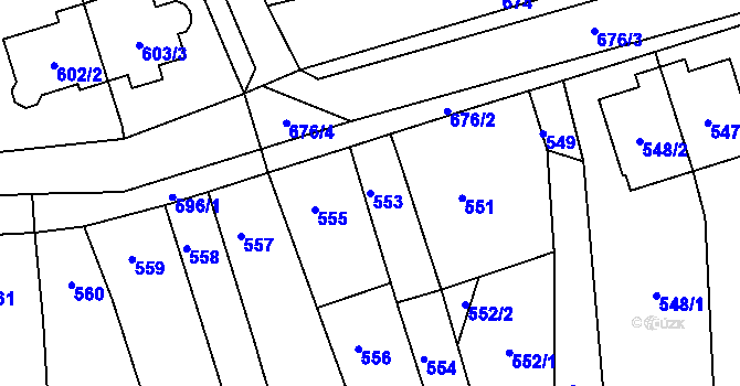 Parcela st. 553 v KÚ Rajhrad, Katastrální mapa