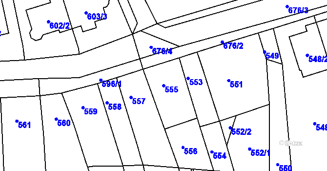Parcela st. 555 v KÚ Rajhrad, Katastrální mapa