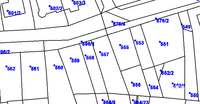 Parcela st. 557 v KÚ Rajhrad, Katastrální mapa