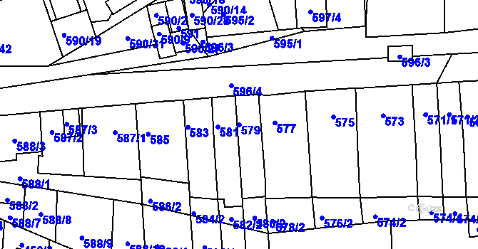 Parcela st. 579 v KÚ Rajhrad, Katastrální mapa