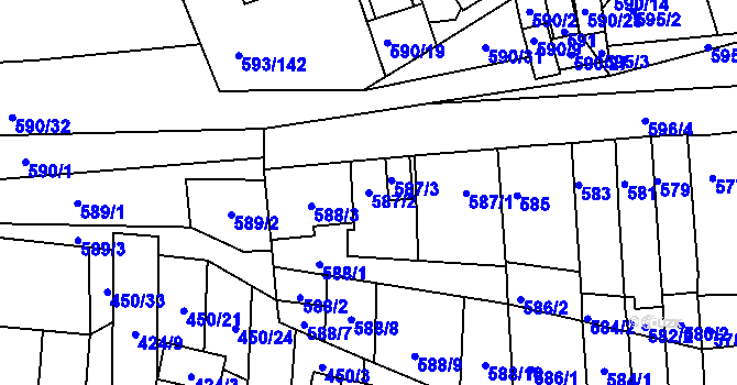 Parcela st. 587/2 v KÚ Rajhrad, Katastrální mapa