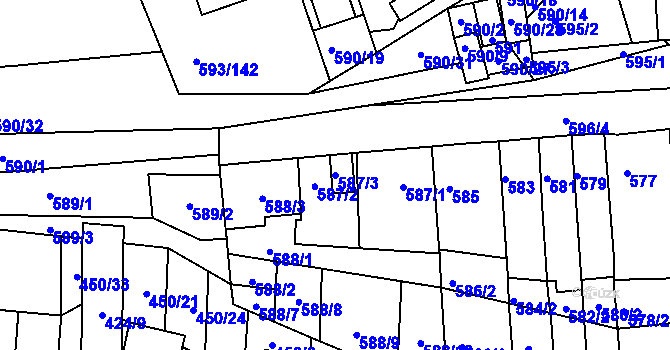 Parcela st. 587/3 v KÚ Rajhrad, Katastrální mapa