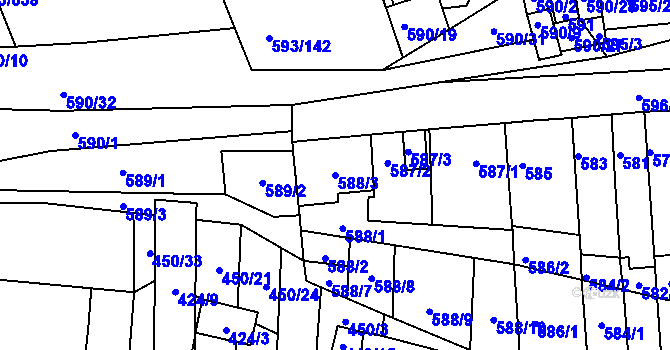 Parcela st. 588/3 v KÚ Rajhrad, Katastrální mapa
