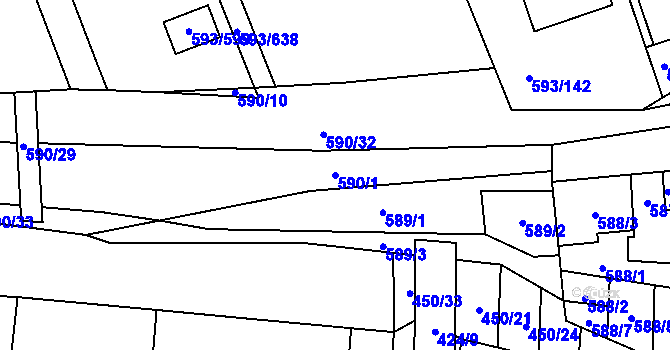 Parcela st. 590/1 v KÚ Rajhrad, Katastrální mapa