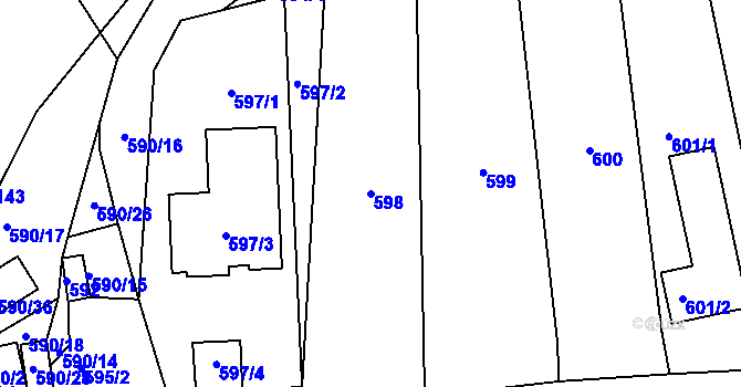 Parcela st. 598 v KÚ Rajhrad, Katastrální mapa