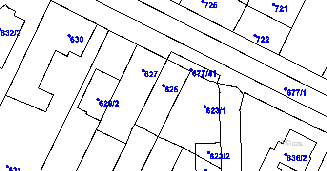 Parcela st. 625 v KÚ Rajhrad, Katastrální mapa