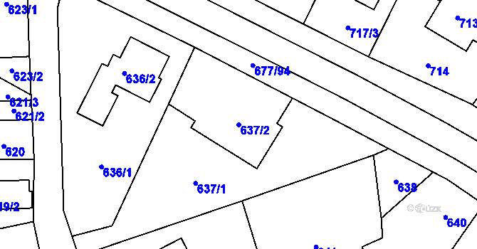 Parcela st. 637/2 v KÚ Rajhrad, Katastrální mapa