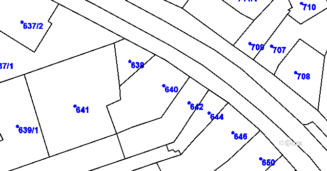 Parcela st. 640 v KÚ Rajhrad, Katastrální mapa