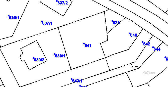 Parcela st. 641 v KÚ Rajhrad, Katastrální mapa