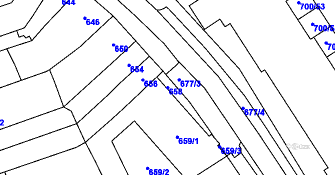 Parcela st. 658 v KÚ Rajhrad, Katastrální mapa