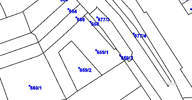 Parcela st. 659/1 v KÚ Rajhrad, Katastrální mapa