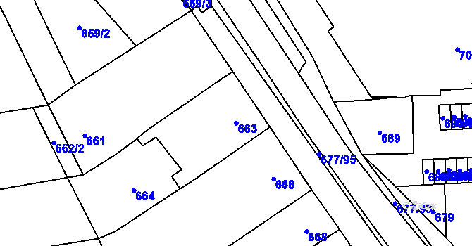 Parcela st. 663 v KÚ Rajhrad, Katastrální mapa