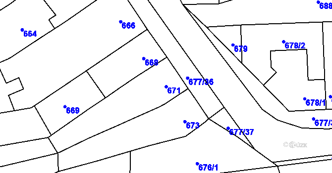 Parcela st. 671 v KÚ Rajhrad, Katastrální mapa