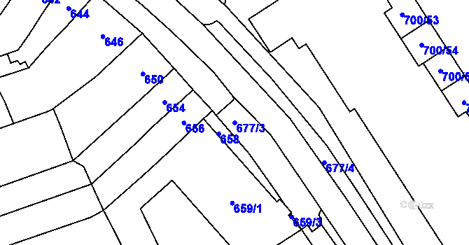 Parcela st. 677/3 v KÚ Rajhrad, Katastrální mapa