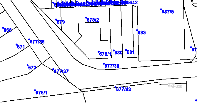 Parcela st. 678/1 v KÚ Rajhrad, Katastrální mapa