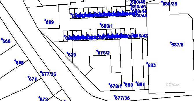 Parcela st. 678/2 v KÚ Rajhrad, Katastrální mapa