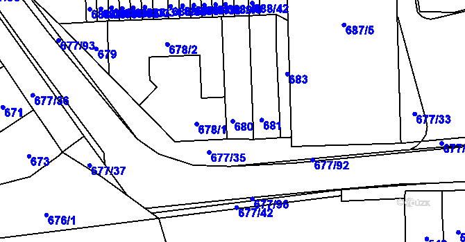 Parcela st. 680 v KÚ Rajhrad, Katastrální mapa