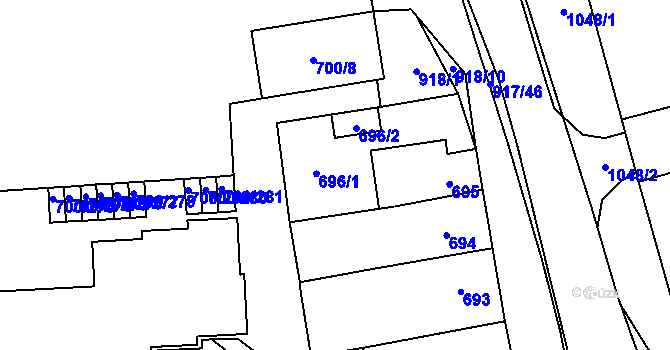 Parcela st. 696 v KÚ Rajhrad, Katastrální mapa
