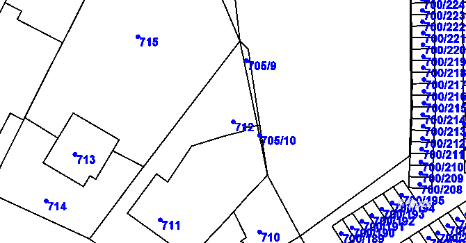 Parcela st. 712 v KÚ Rajhrad, Katastrální mapa