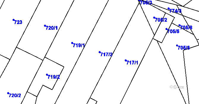 Parcela st. 717/2 v KÚ Rajhrad, Katastrální mapa